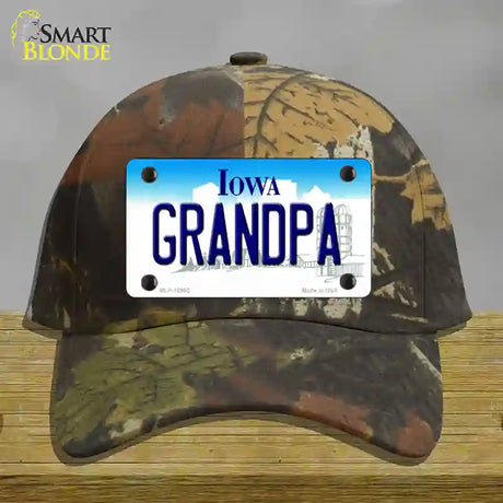 Grandpa Iowa Novelty License Plate Hat Cotton / Camoflauge