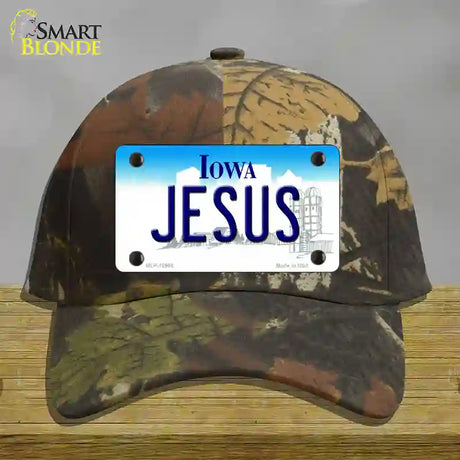 Jesus Iowa Novelty License Plate Hat Cotton / Camoflauge