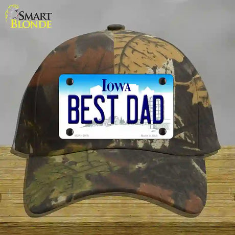 Best Dad Iowa Novelty License Plate Hat Cotton / Camoflauge