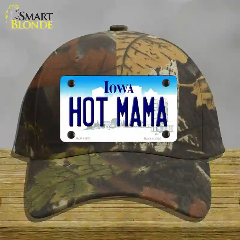 Hot Mama Iowa Novelty License Plate Hat Cotton / Camoflauge