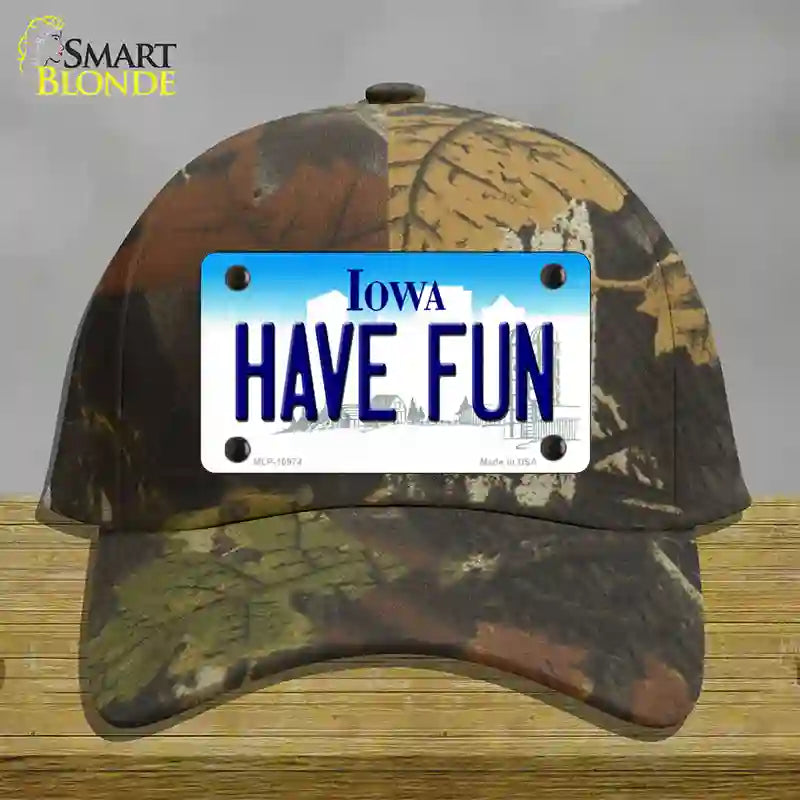 Have Fun Iowa Novelty License Plate Hat Cotton / Camoflauge