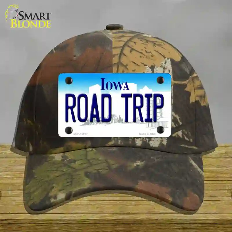 Road Trip Iowa Novelty License Plate Hat Cotton / Camoflauge