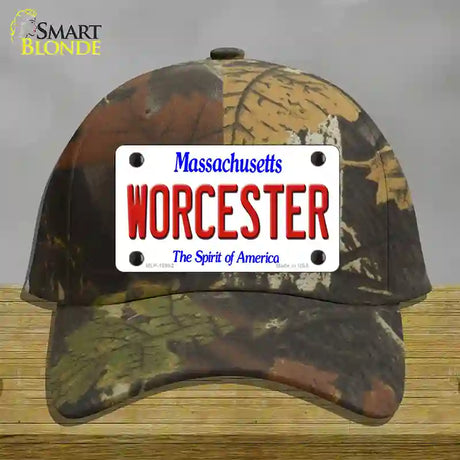 Worcester Massachusetts Novelty License Plate Hat Cotton / Camoflauge