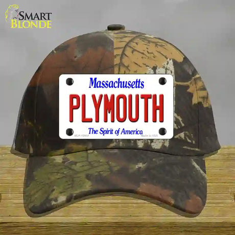 Plymouth Massachusetts Novelty License Plate Hat Cotton / Camoflauge