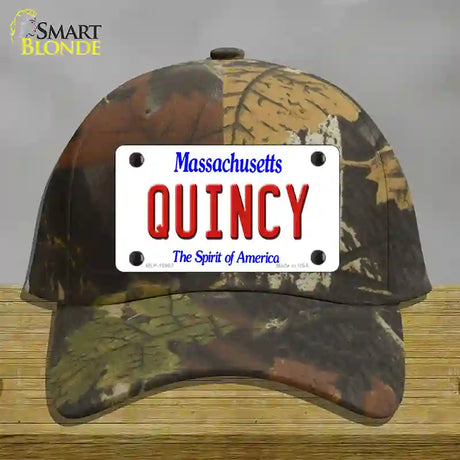 Quincy Massachusetts Novelty License Plate Hat Cotton / Camoflauge