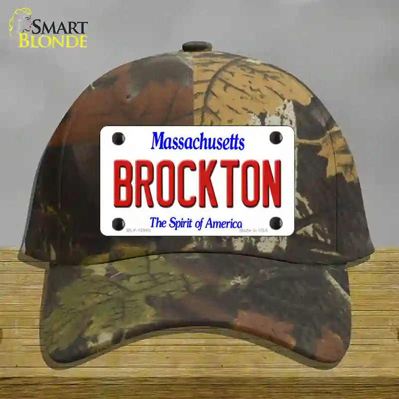 Brockton Massachusetts Novelty License Plate Hat Cotton / Camoflauge