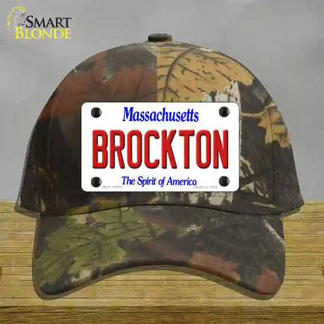 Brockton Massachusetts Novelty License Plate Hat Cotton / Camoflauge