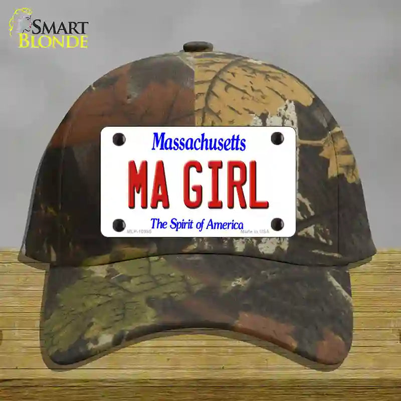 MA Girl Massachusetts Novelty License Plate Hat Cotton / Camoflauge