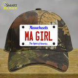 MA Girl Massachusetts Novelty License Plate Hat Cotton / Camoflauge