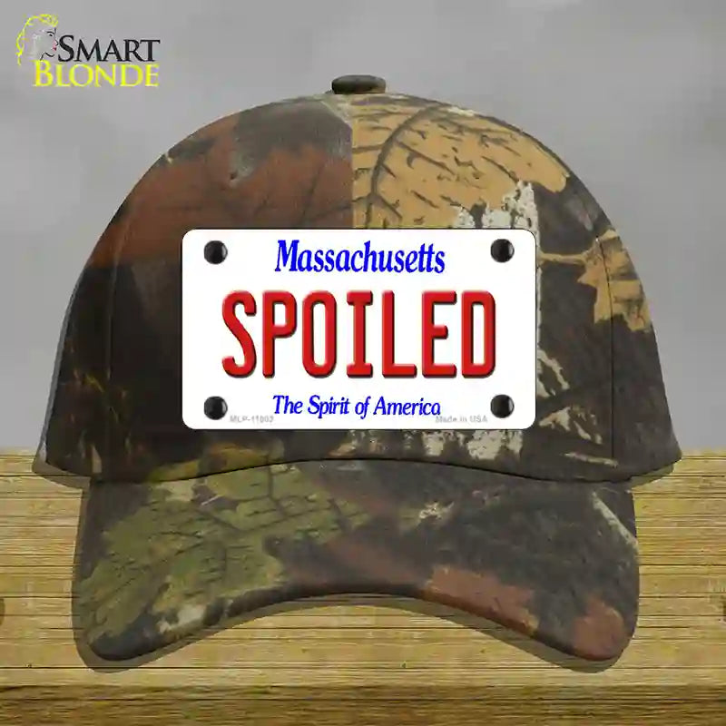 Spoiled Massachusetts Novelty License Plate Hat Cotton / Camoflauge