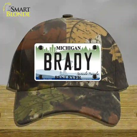 Brady Michigan Novelty License Plate Hat Cotton / Camoflauge