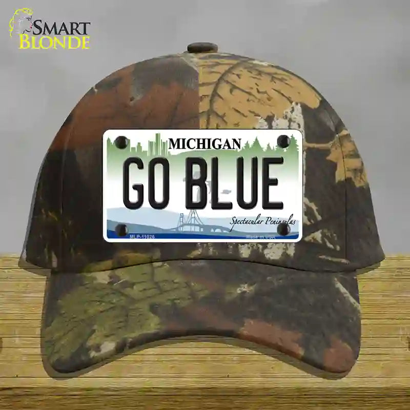 Go Blue Michigan Novelty License Plate Hat Cotton / Camoflauge