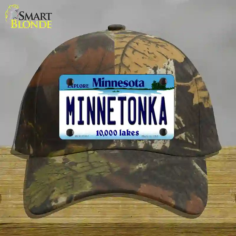 Minnetonka Minnesota State Novelty License Plate Hat Cotton / Camoflauge