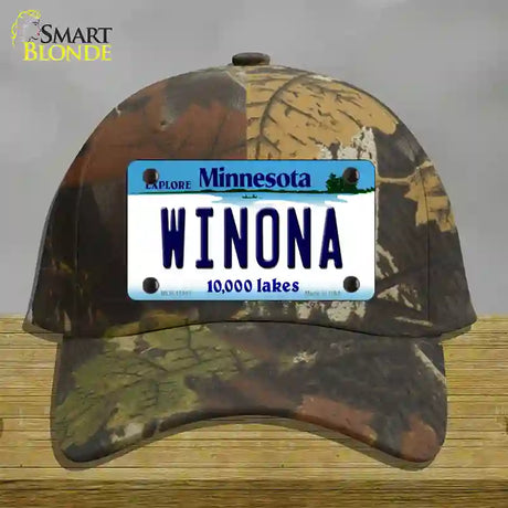 Winona Minnesota State Novelty License Plate Hat Cotton / Camoflauge