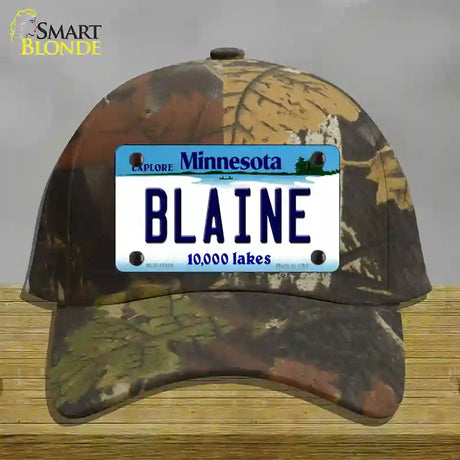 Blaine Minnesota State Novelty License Plate Hat Cotton / Camoflauge