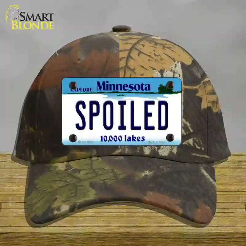 Spoiled Minnesota State Novelty License Plate Hat Cotton / Camoflauge