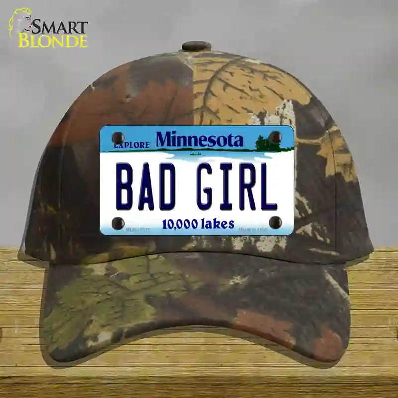 Bad Girl Minnesota State Novelty License Plate Hat Cotton / Camoflauge