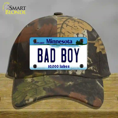 Bad Boy Minnesota State Novelty License Plate Hat Cotton / Camoflauge