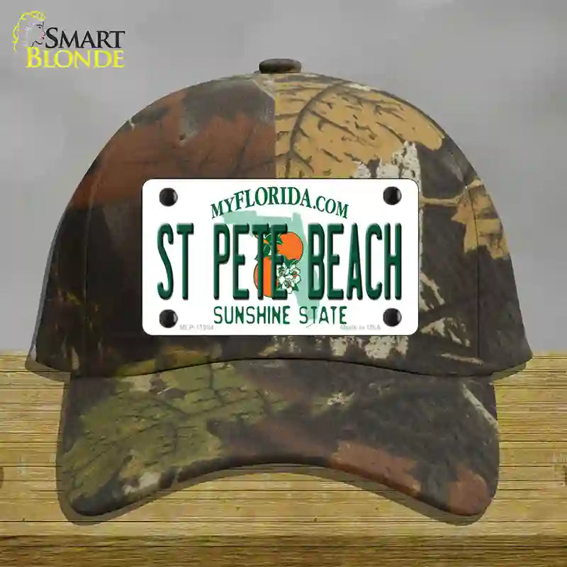 St Pete Beach Florida Novelty License Plate Hat Cotton / Camoflauge