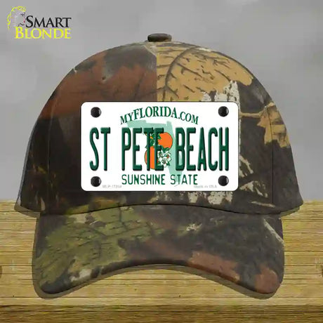 St Pete Beach Florida Novelty License Plate Hat Cotton / Camoflauge