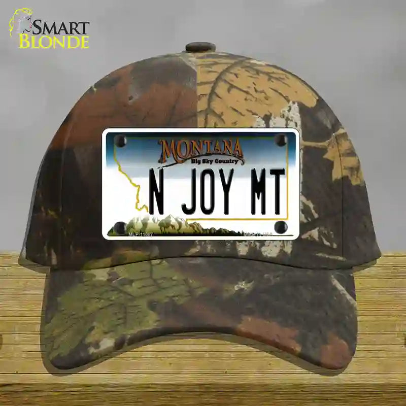 N Joy MT Montana State Novelty License Plate Hat Cotton / Camoflauge