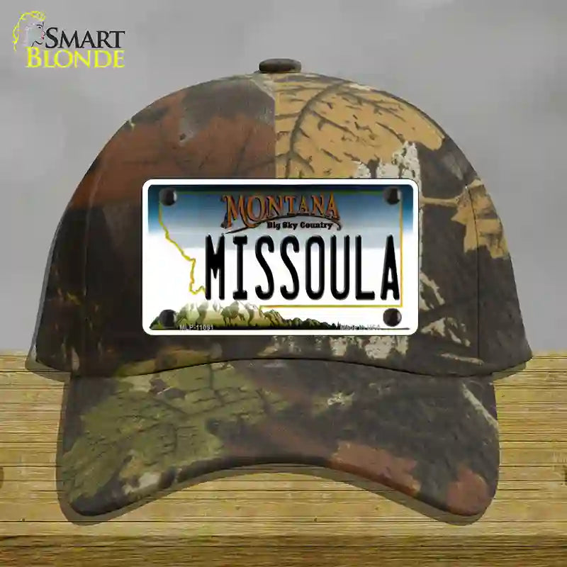 Missoula Montana State Novelty License Plate Hat Cotton / Camoflauge