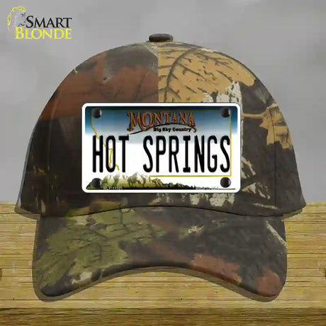 Hot Springs Montana State Novelty License Plate Hat Cotton / Camoflauge