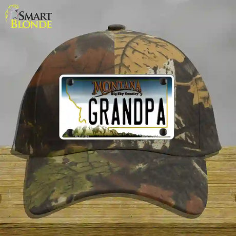 Grandpa Montana State Novelty License Plate Hat Cotton / Camoflauge