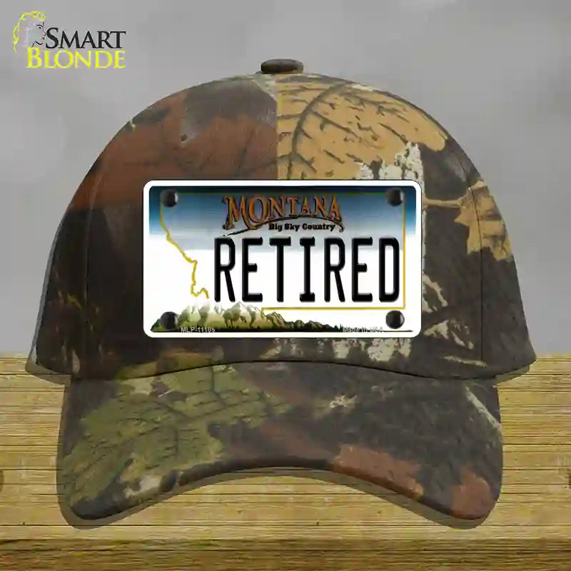 Retired Montana State Novelty License Plate Hat Cotton / Camoflauge