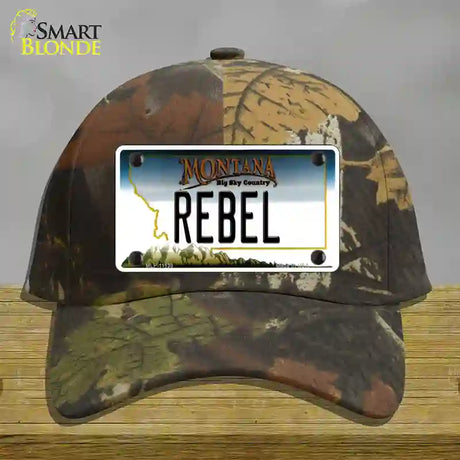 Rebel Montana State Novelty License Plate Hat Cotton / Camoflauge