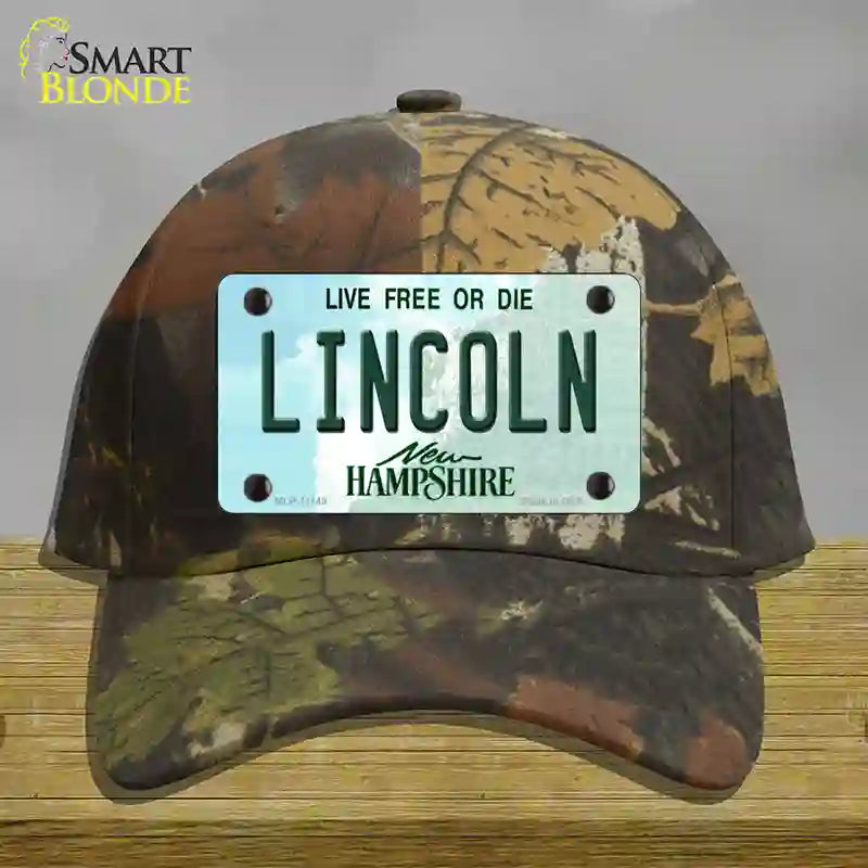 Lincoln New Hampshire State Novelty License Plate Hat Cotton / Camoflauge