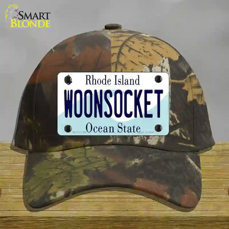 Woonsocket Rhode Island State Novelty License Plate Hat Cotton / Camoflauge