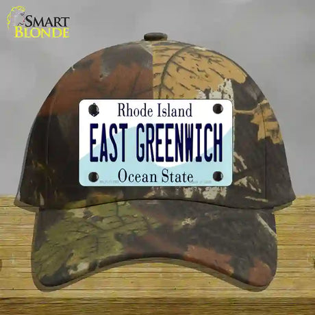 East Greenwich Rhode Island State Novelty License Plate Hat Cotton / Camoflauge