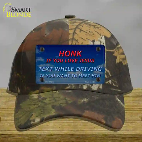 Honk If You Love Jesus Novelty License Plate Hat Cotton / Camoflauge