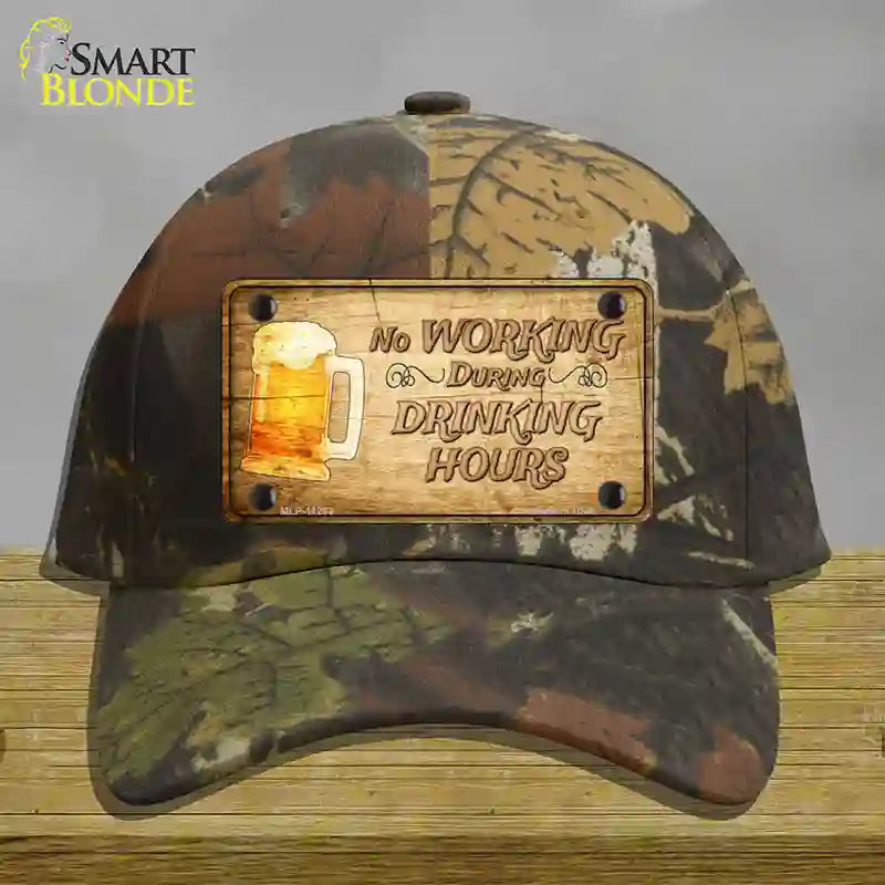 No Working During Drinking Hours Novelty License Plate Hat Cotton / Camoflauge