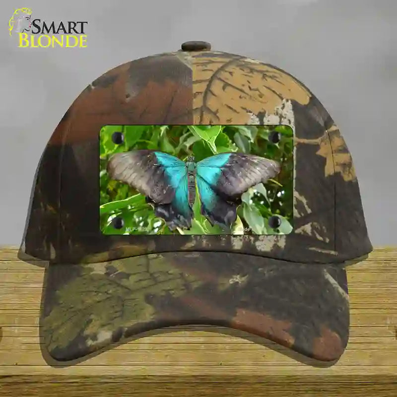 Butterfly Blue and Black Novelty License Plate Hat Cotton / Camoflauge