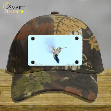 Hummingbird In Flight, Blue Novelty License Plate Hat Cotton / Camoflauge