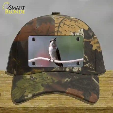 Hummingbird Perched On Branch Novelty License Plate Hat Cotton / Camoflauge