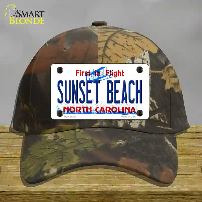 Sunset Beach North Carolina State Novelty License Plate Hat Cotton / Camoflauge