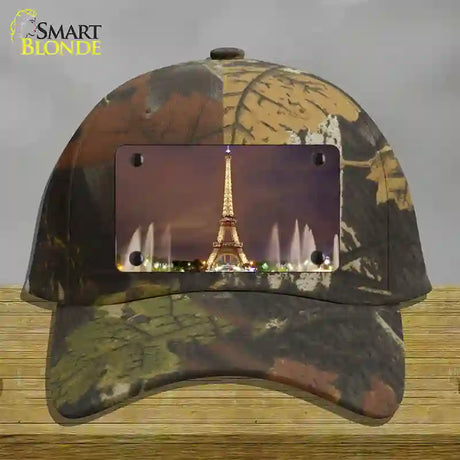 Eiffel Tower Night With Fountain Novelty License Plate Hat Cotton / Camoflauge