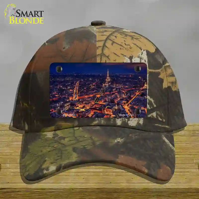 Paris At Night Eiffel Tower In Center Novelty License Plate Hat Cotton / Camoflauge