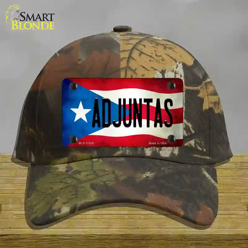 Adjuntas Puerto Rico Flag Novelty License Plate Hat Cotton / Camoflauge