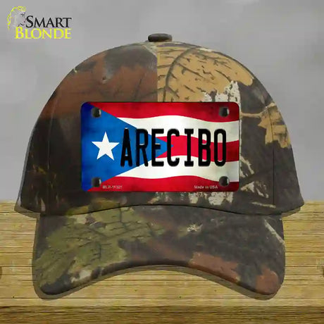 Arecibo Puerto Rico Flag Novelty License Plate Hat Cotton / Camoflauge