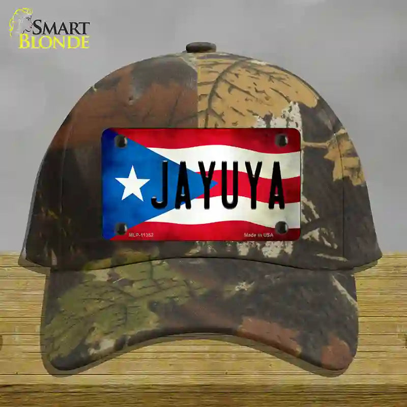 Jayuya Puerto Rico Flag Novelty License Plate Hat Cotton / Camoflauge