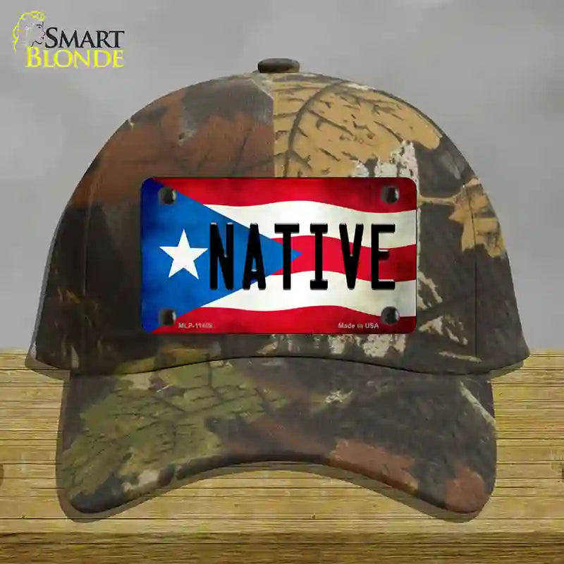 Native Puerto Rico Flag Novelty License Plate Hat Cotton / Camoflauge