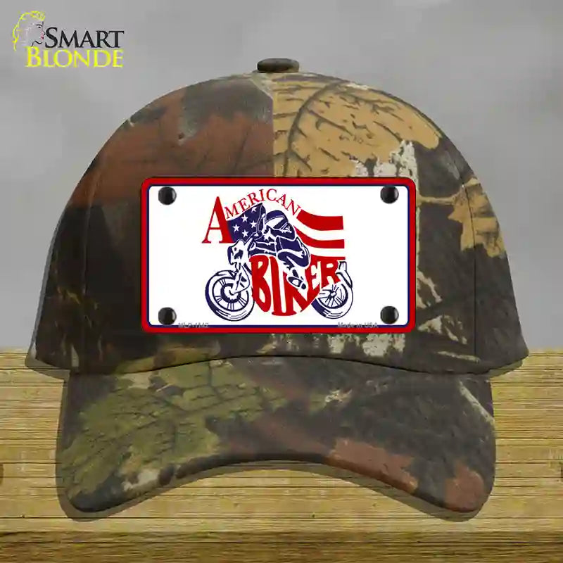 American Patriotic Biker Novelty License Plate Hat Cotton / Camoflauge