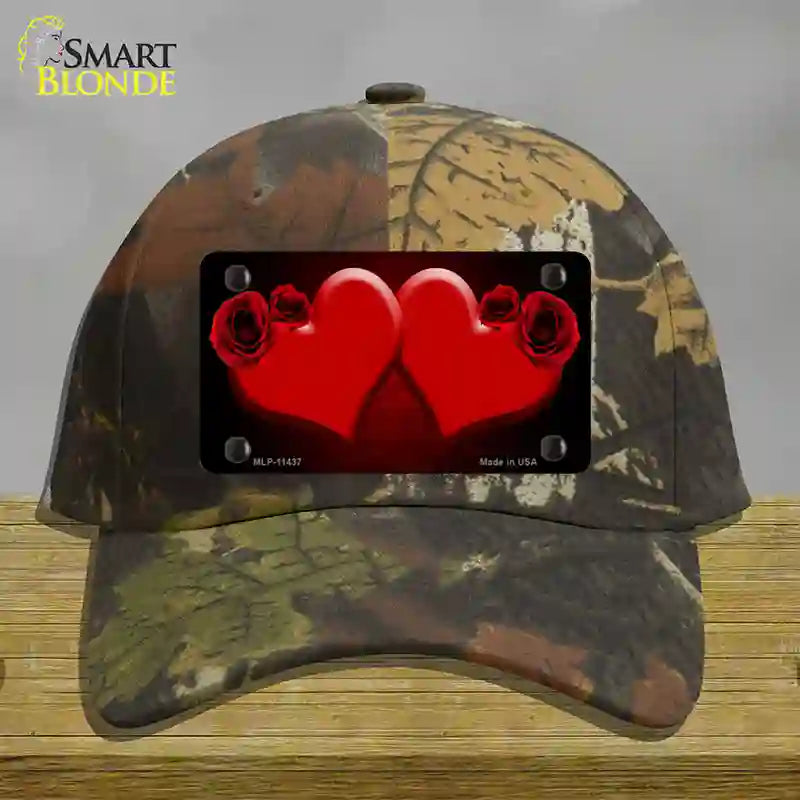 Hearts Over Roses In Red Novelty License Plate Hat Cotton / Camoflauge