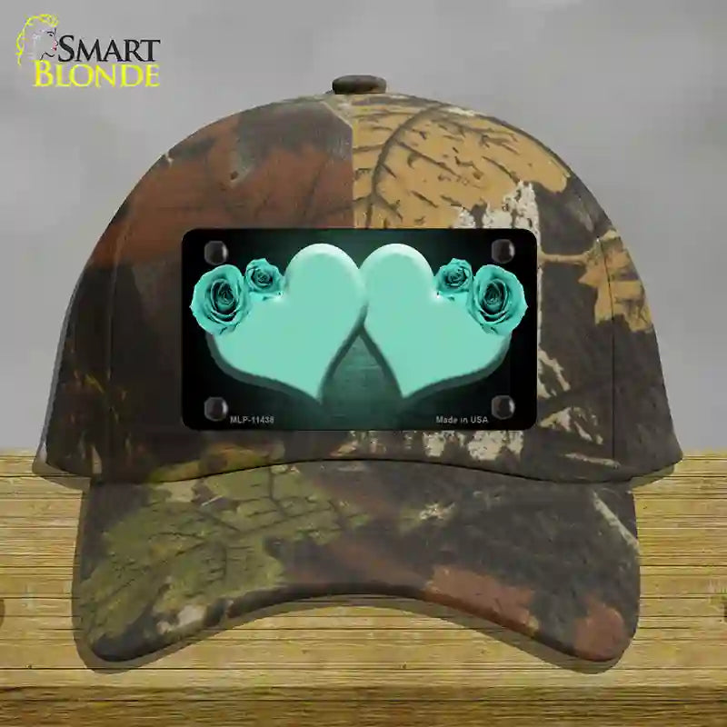 Hearts Over Roses In Mint Novelty License Plate Hat Cotton / Camoflauge