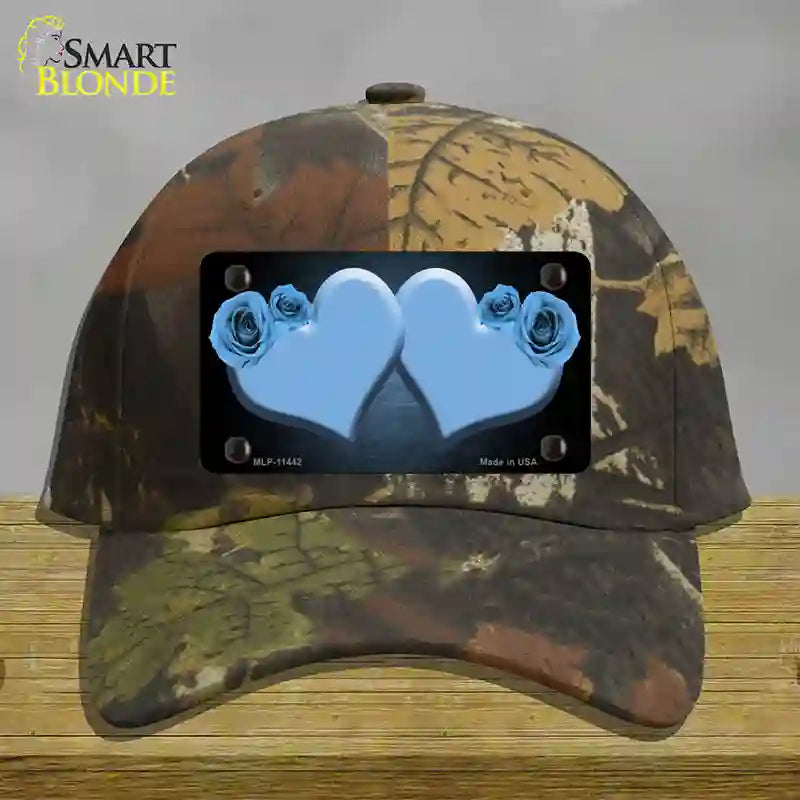 Hearts Over Roses In Light Blue Novelty License Plate Hat Cotton / Camoflauge