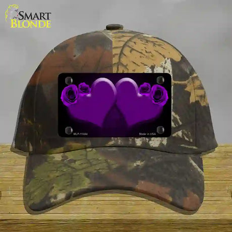 Hearts Over Roses In Purple Novelty License Plate Hat Cotton / Camoflauge